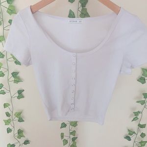 Cropped white button top